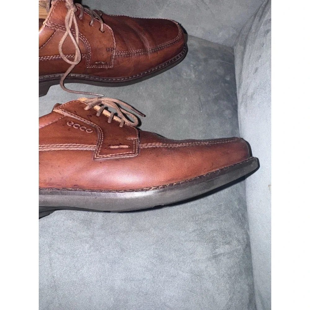 ECCO Brown Oxfords Shoes‎ Mens Size 47 Formal Dress Leather Fancy Lace Up